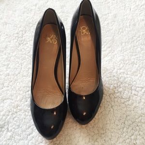 Joan & David black patent heels